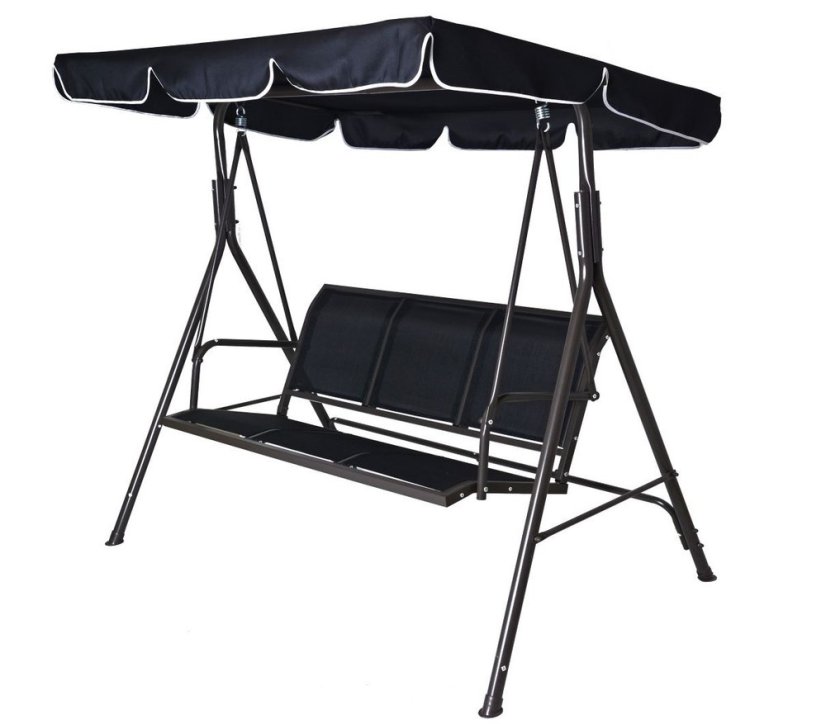 CONFORT zahradní houpačka kovová -  černá / hnědá