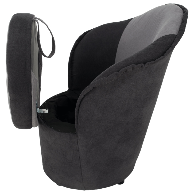 Designové křeslo PERSI s úložným prostorem — látka, šedá Kondela