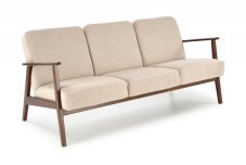 Designová pohovka MILANO II — masiv, látka, tmavý ořech / béžová
