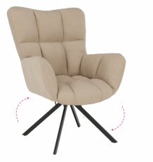 Designové otočné relaxační křeslo KOMODO — kov, béžová/ černá