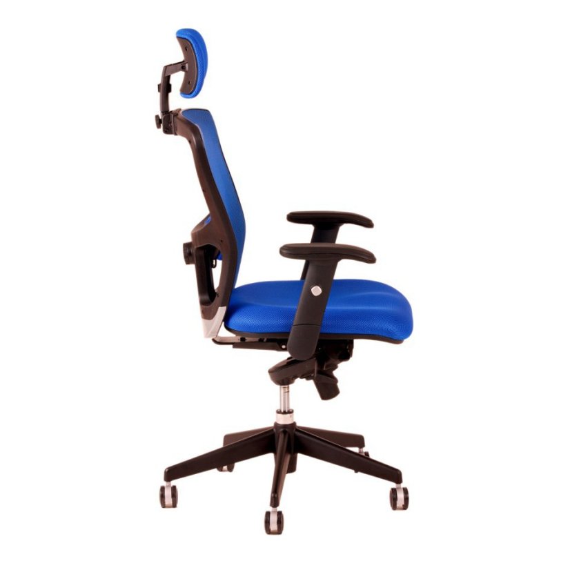 Kancelárska stolička na kolieskach DIKE SP – s podrúčkami a opierkou hlavy - Čalúnenie Dike: Modrá DK 90