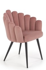 Jídelní křesílko PARADISE — kov, látka, růžová Halmar