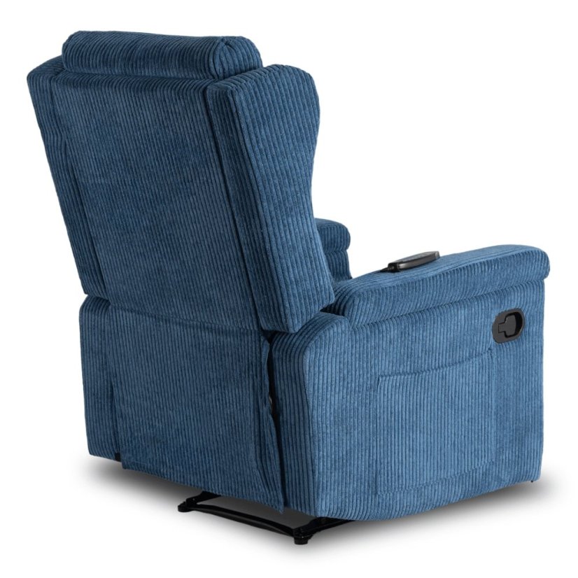 Luxusné masážne kreslo SEBASTIAN z modrého manšestru