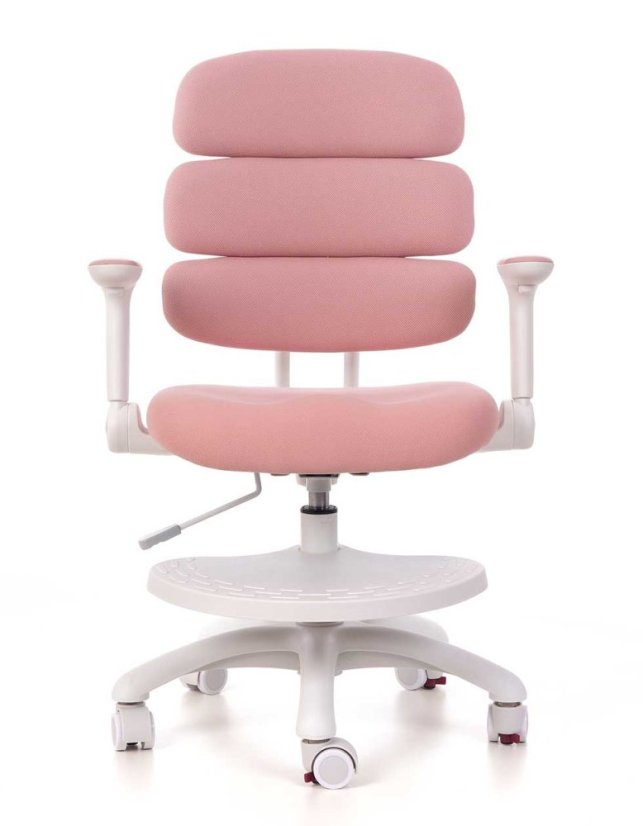 Dětská rostoucí židle GRIDDY — látka, bílá / růžová