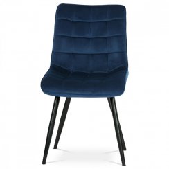 Jídelní židle BECCA — kov, látka, černá / modrá