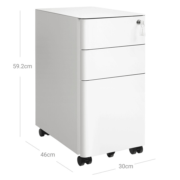 Pohyblivý kancelársky kontajner STAL – kov, biela, 3 zásuvky Autronic