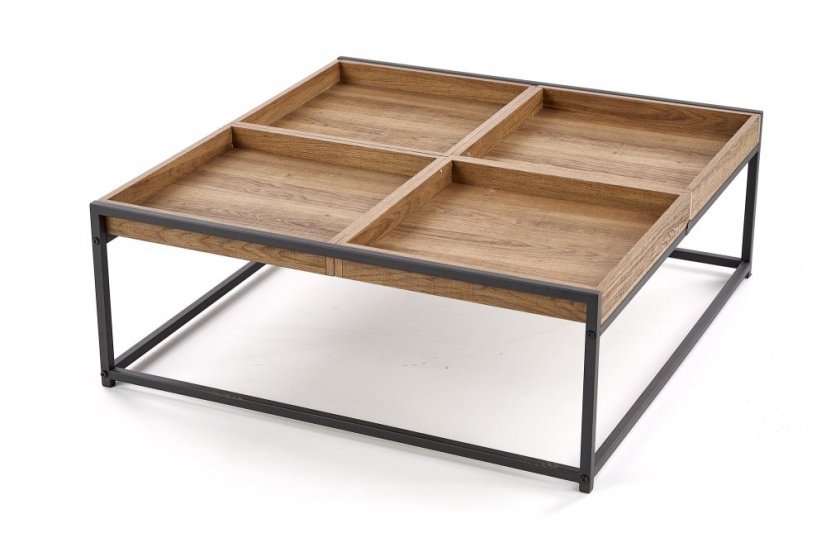 Konferenčný stolík FREGATA –⁠ kov/drevo, čierna, med orech