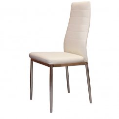 Jedálenská stolička MALUSI — PU koža, krémovo biela