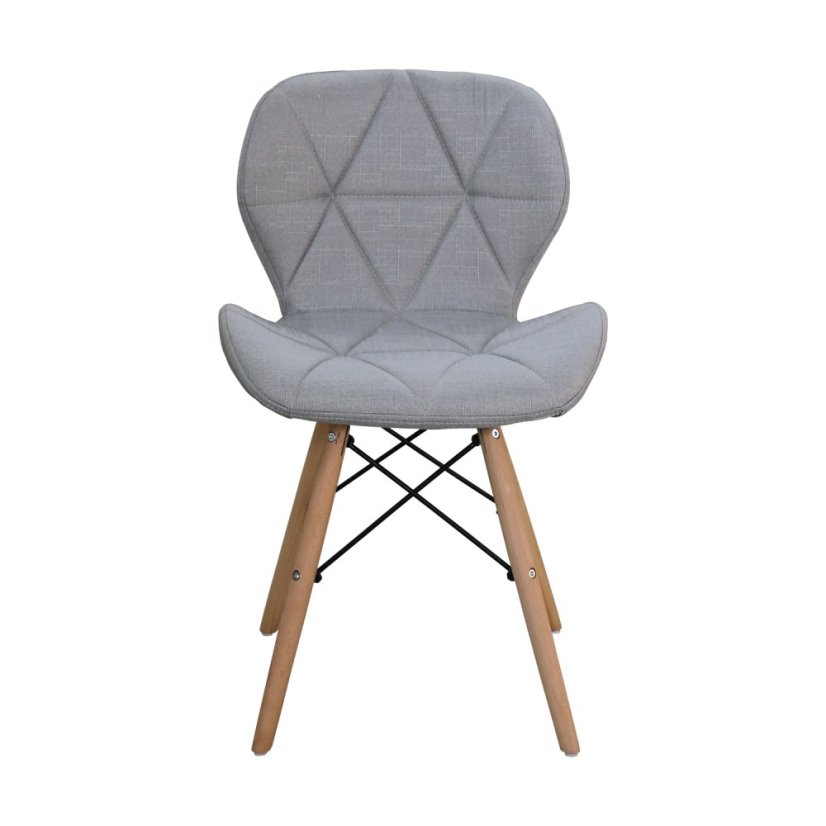 Jedálenská stolička AMBI - masív buk/kov, látka, sivá