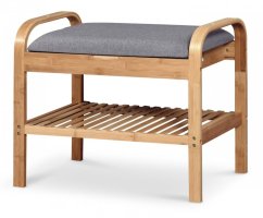 Botník s úložným priestorom ALVAREZ – bambus, sivá