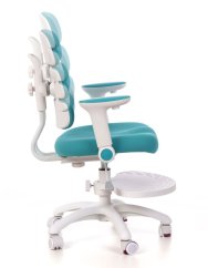 Dětská rostoucí židle GRIDDY — látka, bílá / tyrkysová