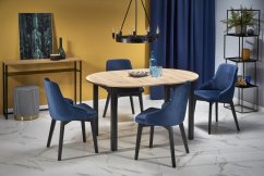 Jídelní kulatý rozkládací stůl RINGO – 102x102x76 (+40) dřevo, dub/černá Halmar