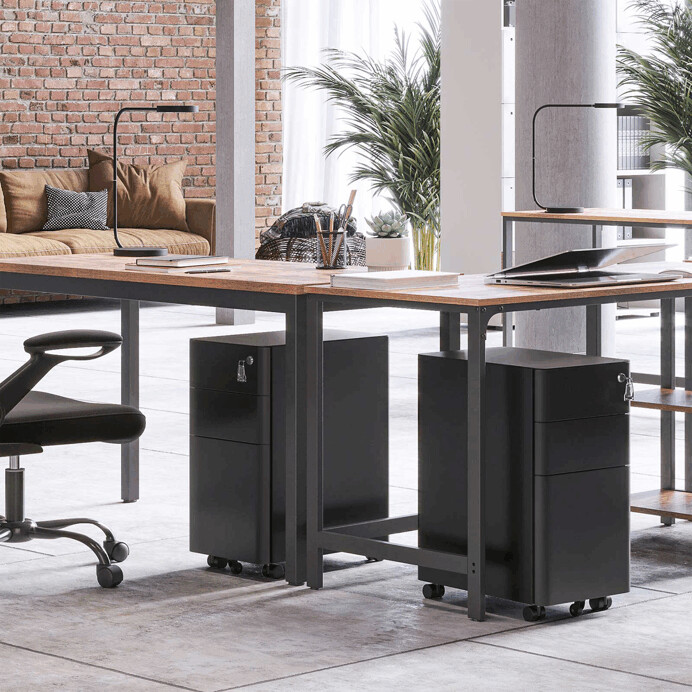 Pohyblivý kancelársky kontajner STAL – kov, cierna, 3 zásuvky Autronic