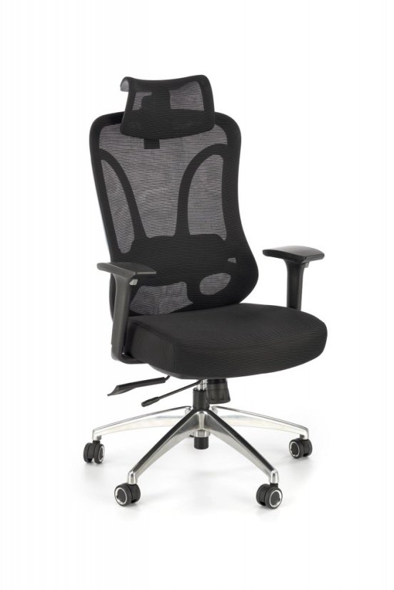 Kancelárska ergonomická stolička GILBERTO — kov, látka, sieť, čierna