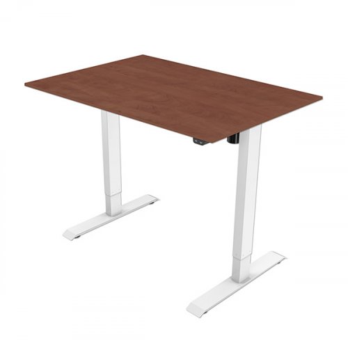 Elektricky výškově nastavitelný stůl POWERO — včetně desky, třešeň, bílá, 75×140 cm