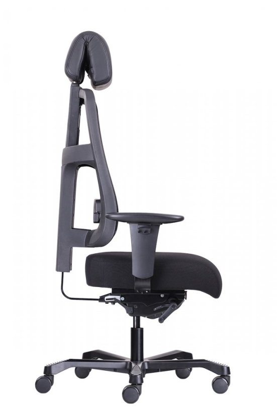 Ergonomická záťažová stolička BOSTON 24/7 — látka, čierna, nosnosť 200 kg