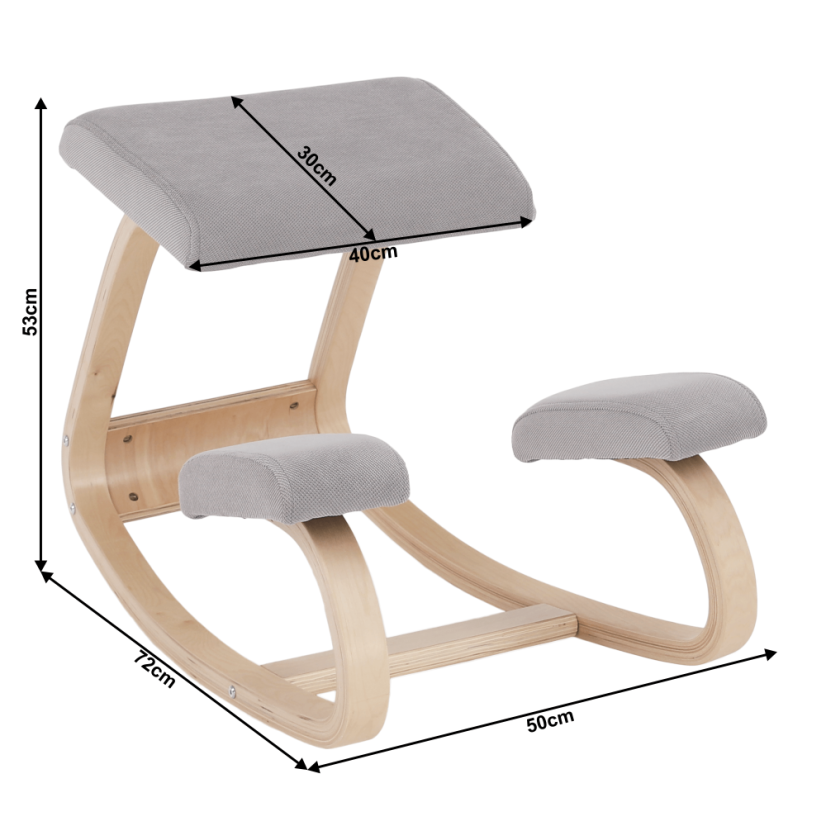 Ergonomická balančná kľačka RENAR – šedohnedá Taupe, brezové drevo