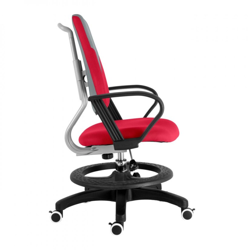 Dětská rostoucí židle s podnoží BAMBINO – látka, šedo-červená Kupžidle