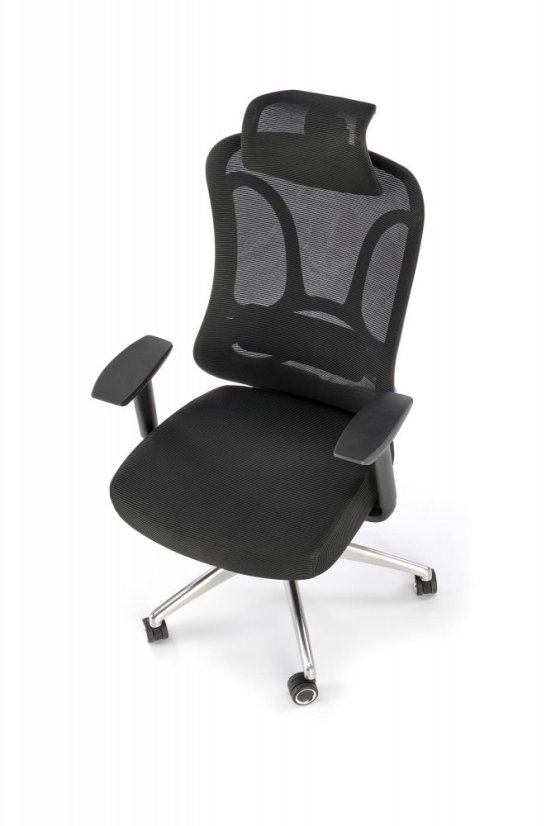 Kancelárska ergonomická stolička GILBERTO — kov, látka, sieť, čierna
