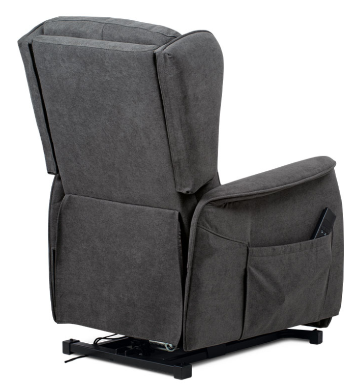 TV křeslo ušák SANDUR s elektrickým polohováním — šedá látka, kov Autronic