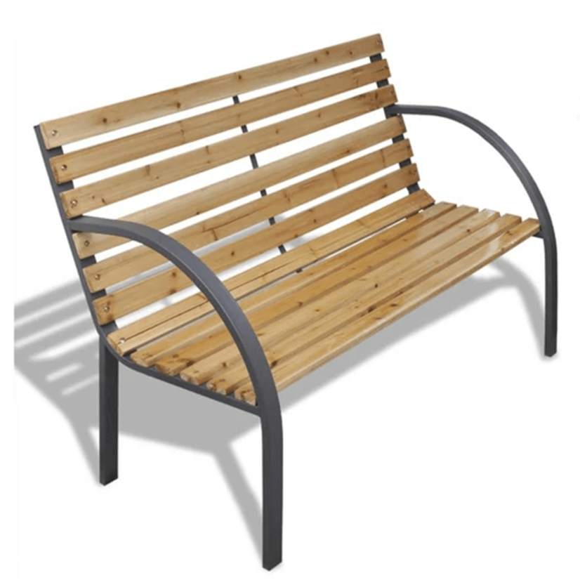 Zahradní lavice LORA — kov, dřevo, přírodní Kondela