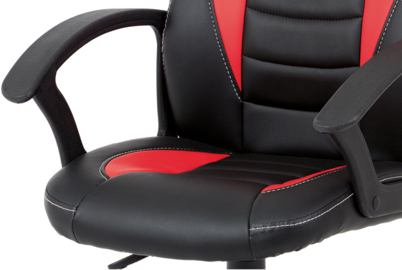 Detská herná stolička na kolieskach SINLIG - ekokoža, červená