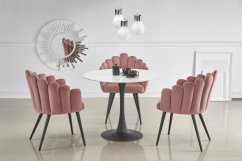Jídelní kulatý stůl AMBROSIO — průměr 90 cm, dekor bílý mramor / černá Halmar