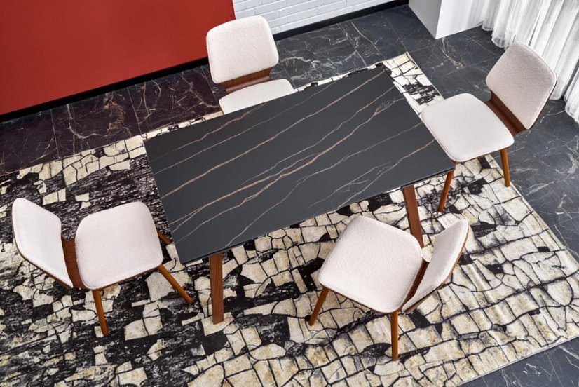 Jedálenská stolička PUNZ — masív, látka, orech / béžová