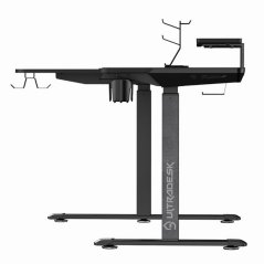 Herní stůl ULTRADESK WINGER – 111x155x60 cm, elektricky nastavitelná výška, RGB podsvícení, černá