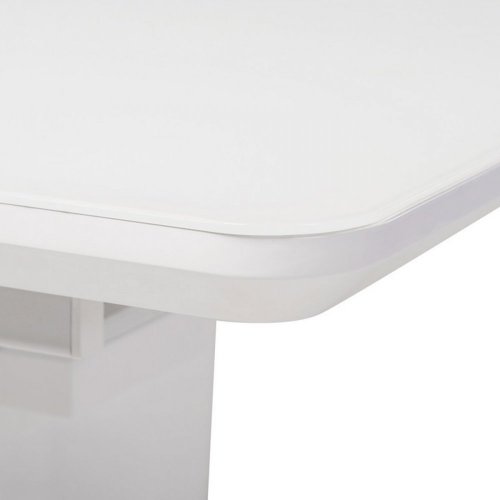 Jídelní rozkládací stůl HOWARD –⁠ 110x75 (+40), sklo, bílý