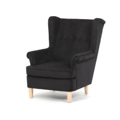 Relaxačné kreslo ušiak BEILY – masív, látka, čierna