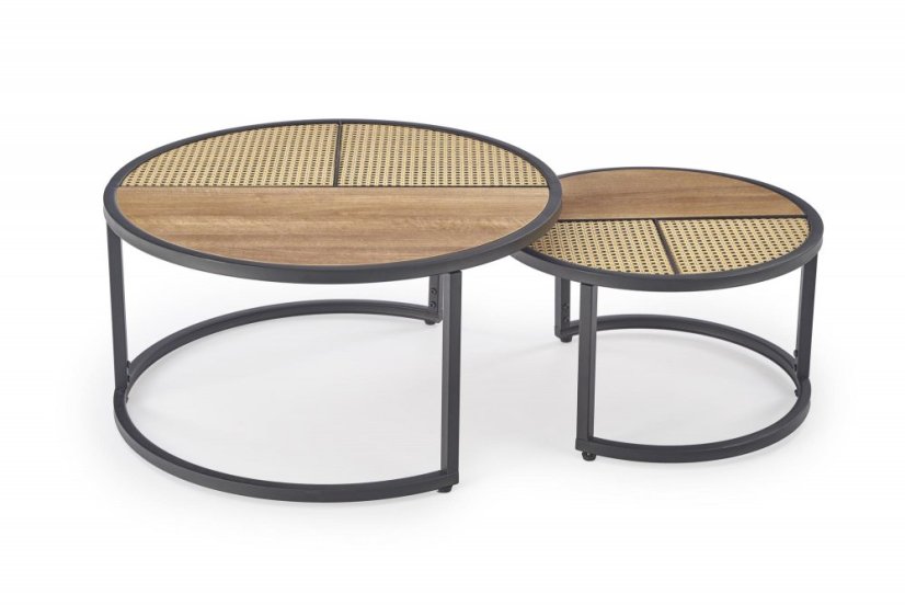 Set konferenčních stolků GARMINA — dub zlatý / černá Halmar