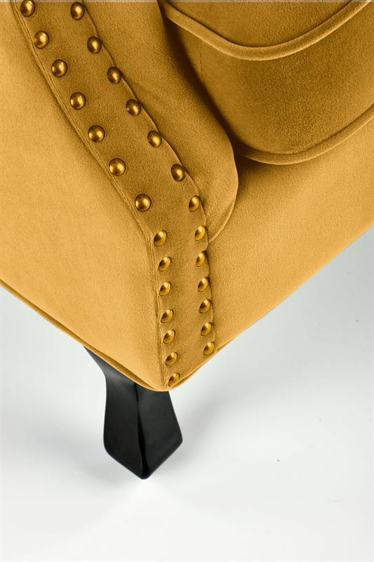 Relaxační křeslo ušák TITAN — masiv buk, látka, žlutá Halmar