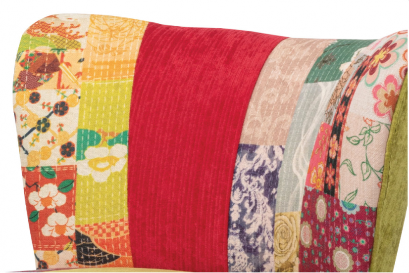 Francouzské křesílko TIMIS - masiv kaučukovník, patchwork