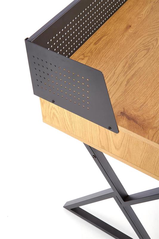 Psací stůl PRINGLE – zlatý dub, černý Halmar