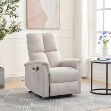 Luxusné krémové polohovacie masážne kreslo THERMIO s výhrevom a USB