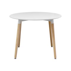 Kulatý jídelní stůl UNO — průměr 100 cm, buk, kov, bílá IDEA nábytek