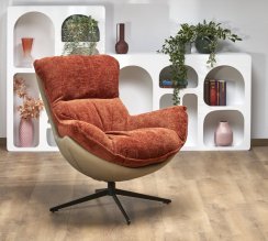 Designové kreslo LOBSTER — látka, ekokoža, škoricová