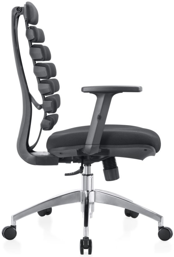 Kancelárska ergonomická stolička FISH BONES - látka, čierna