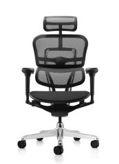 Kancelářská ergonomická židle SIRIUS NEO – opěrák síť, čalouněný sedák, černá