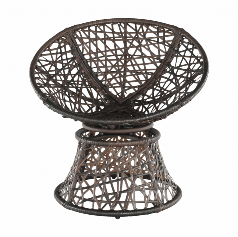 Otočné křeslo s polštářem TRISS — umělý ratan, hnědá / černá / béžová Kondela