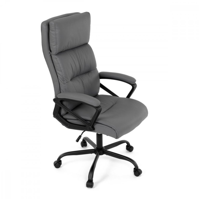 Kancelářské křeslo HOLMES — kov, ekokůže, šedá Autronic