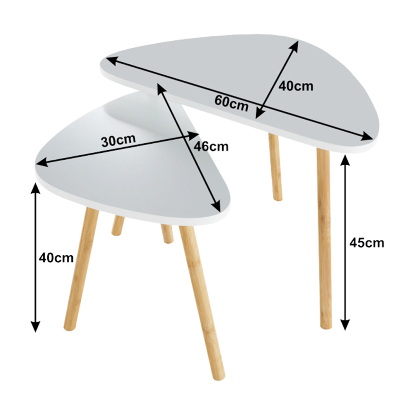 Sada konferenčních stolků BISMAK  — bambus, bílá / přírodní Kondela