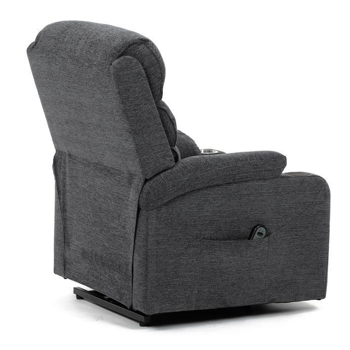 Relaxační křeslo s elektrickým polohováním HOMER - látka, šedá
