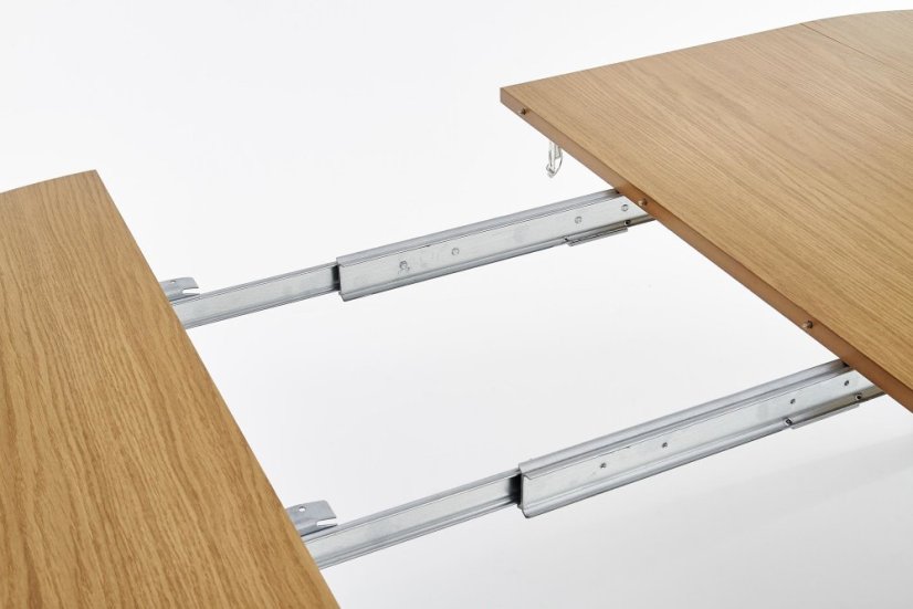 Jídelní kulatý rozkládací stůl SORBUS – 100x100x77 (+100) medový dub Halmar