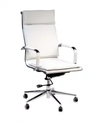 Otočná kancelárska stolička TALLIN — ekokoža, biela