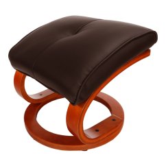 Relaxační polohovatelné křeslo s podnožkou RYAN — PU kůže, dřevo, tmavohnědá, nosnost 150 kg Kondela