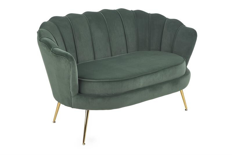 Designová pohovka AMORINITO — kov, zelená látka, nosnost 200 kg Halmar