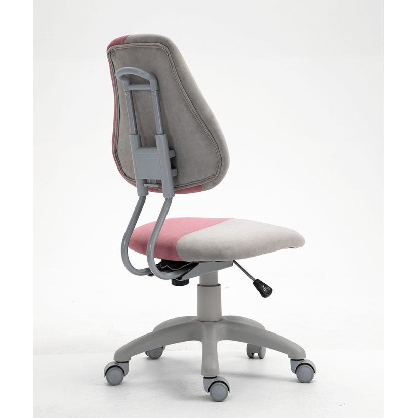 Detská rastúca stolička RAIDON – látka, plast, sivá / ružová