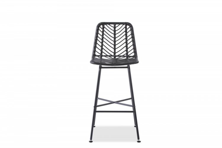 Barová stolička TUCSON – kov/ratan, čierna